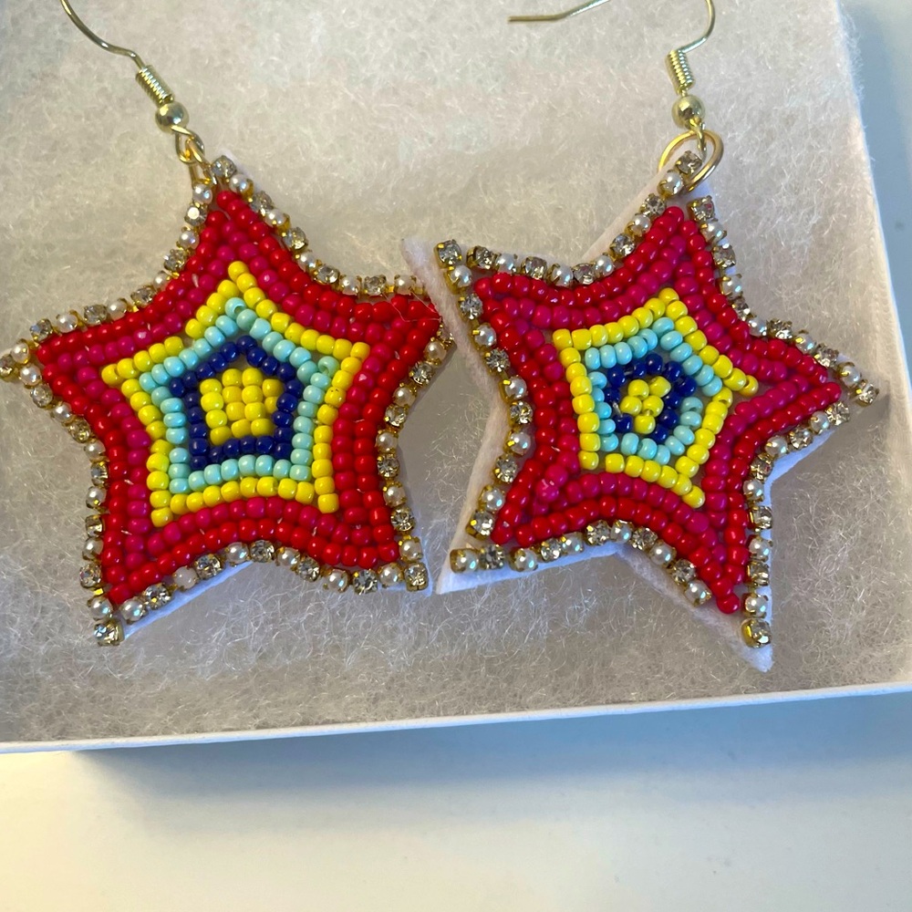 Earrings Beaded Star Hanging Earrings Handmade New No Tags